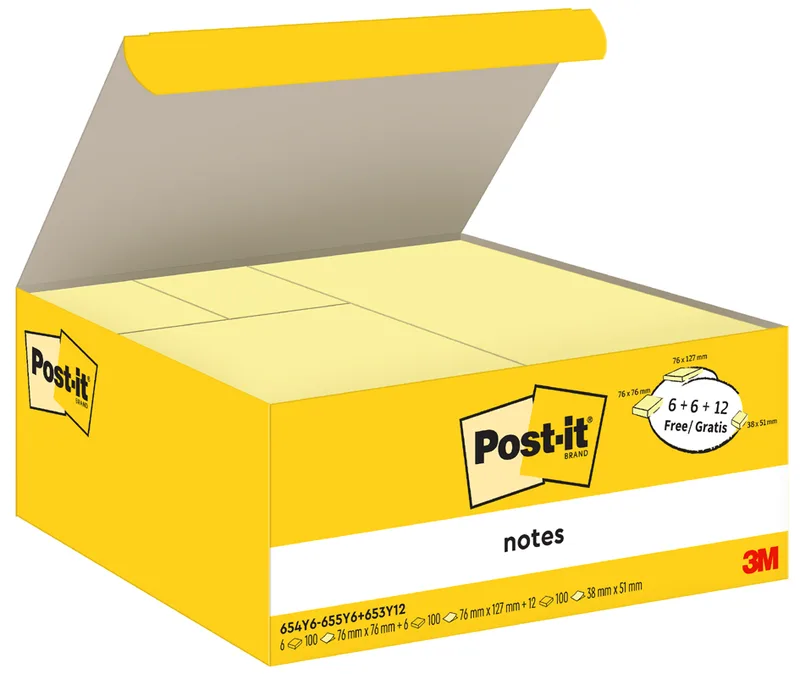 Haftnotizen notes, Größen sortiert, Promotion, gelb von Post-it – Produktfoto