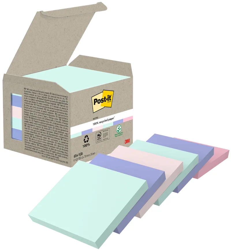 Haftnotizen Recycling notes, 51 x 38 mm, mehrfarbig van Post-it – productfoto