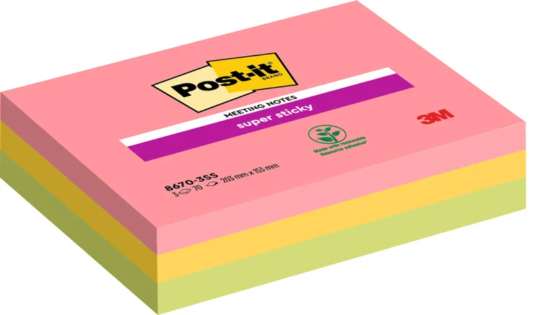 Haftnotizen super sticky Meeting Notes, 203 x 153 mm by Post-it – product photo