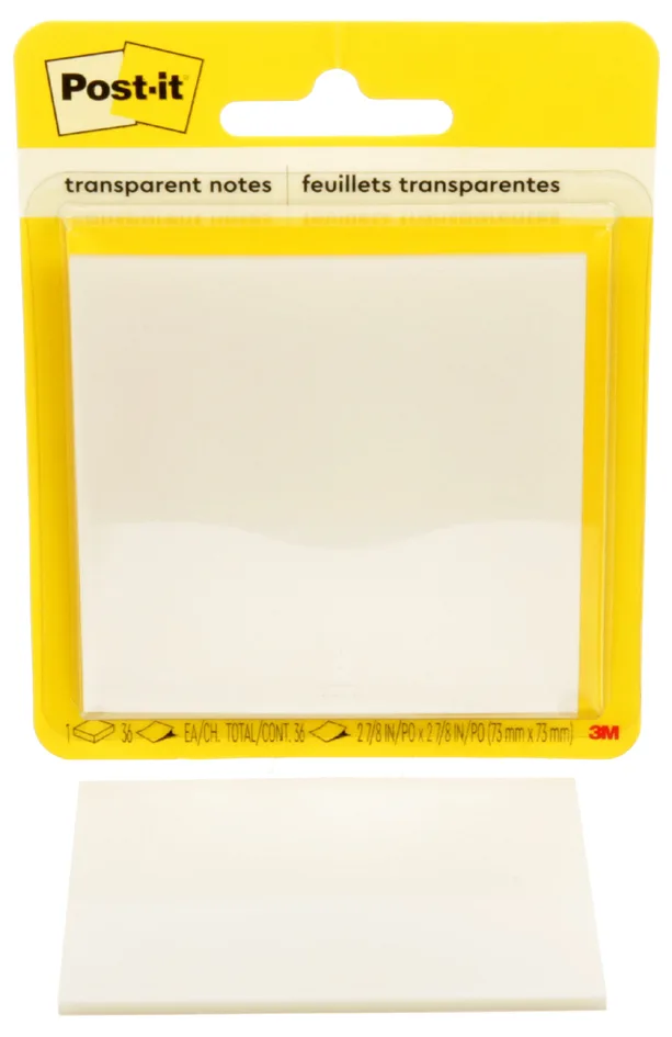 Haftnotizen transparent notes, farblos, 73 x 73 mm von Post-it – Produktfoto