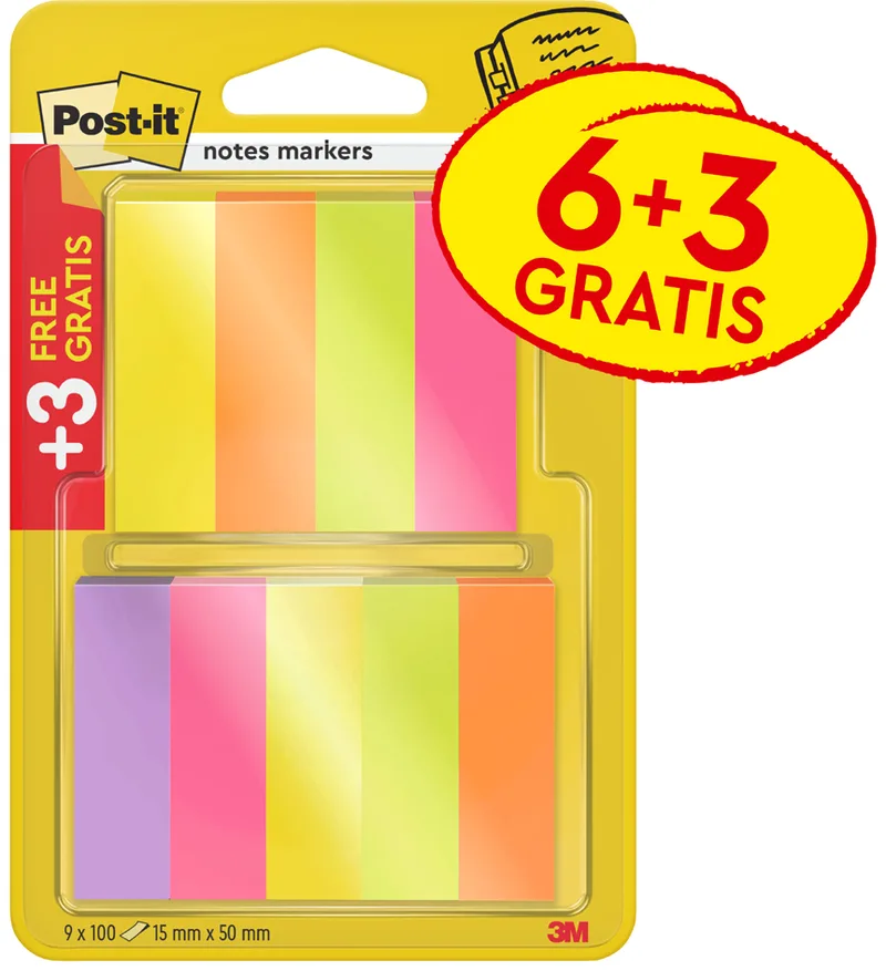 Haftstreifen Page Marker, Papier, schmal, 6+3 Gratis von Post-it – Produktfoto