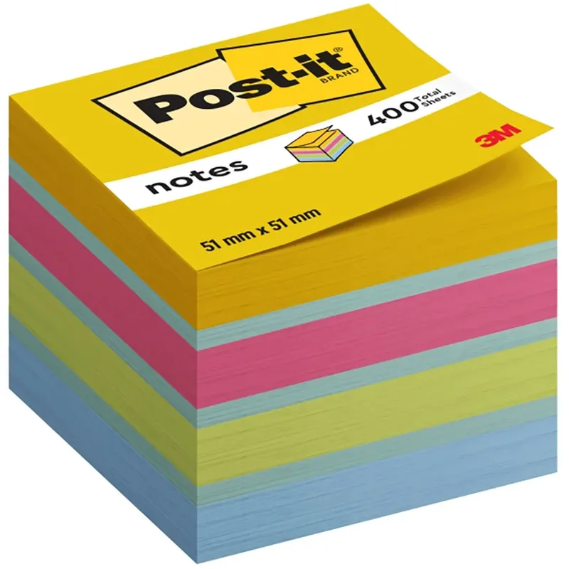 Memoblok 3M Post-it 2051 51x51mm assorti kleur 400 vel van Post-it – productfoto 2 van 2
