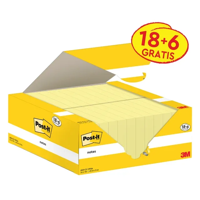 Memoblok 3m post-it 653-cy 38x51mm geel | 12 stuks by Post-it – product photo