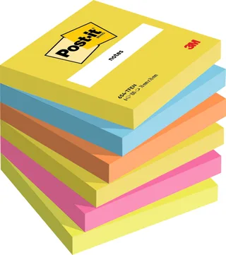 Memoblok 3M Post-it 654 76x76mm Energetic Colours 6 stuks by Post-it – product photo 1 of 2