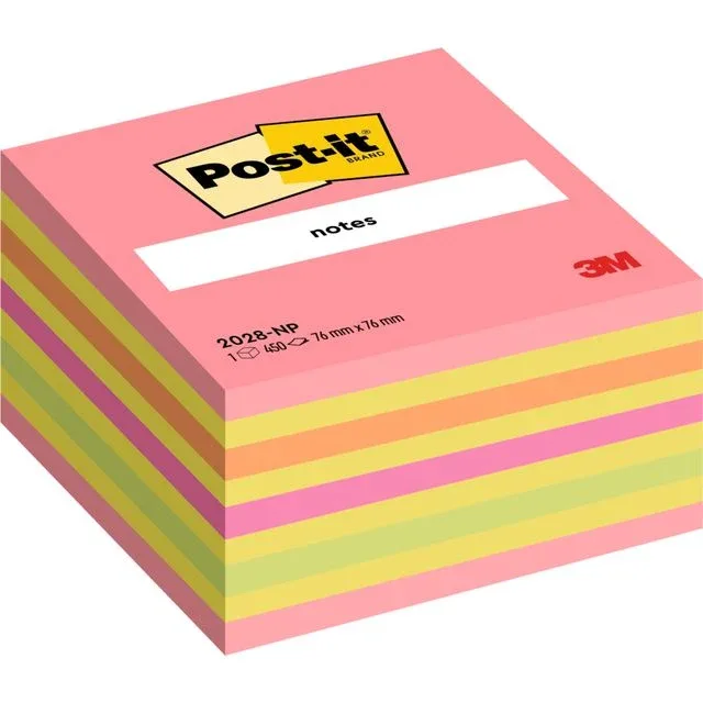 Memoblok post-it 2028 76x76mm kubus neon kleuren de Post-it – photo produit