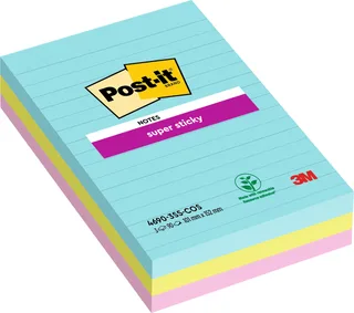Memoblok Post-it 4690 Super Sticky 101x152mm Cosmic 3 stuks van Post-it – productfoto 1 van 3