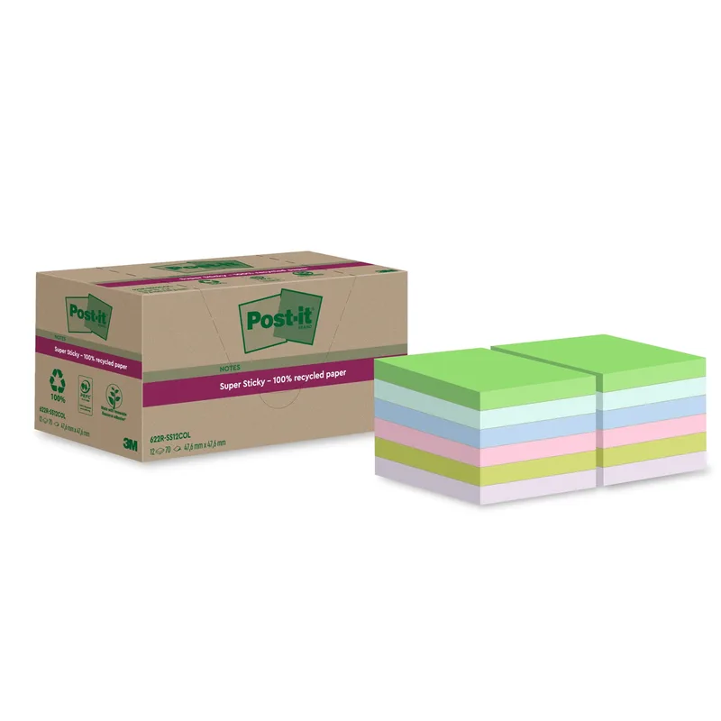 Memoblok post-it 622 rss12col 47.6x47.6mm colour | 24 stuks fra Post-it – produktbillede