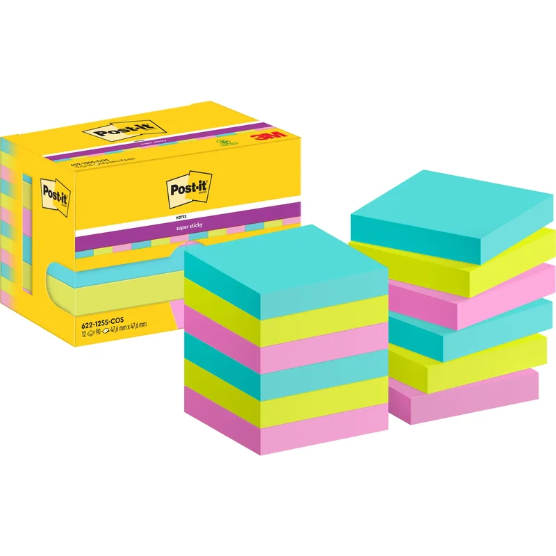 Memoblok post-it 622 super sticky 47.6x47.6mm cos | 24 stuks von Post-it – Produktfoto