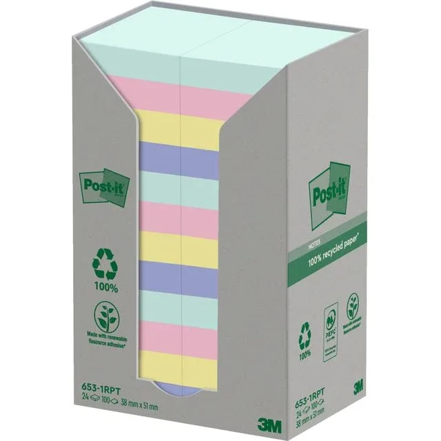 Memoblok post-it 653rpt 38x51mm rainbow pastel van Post-it – productfoto