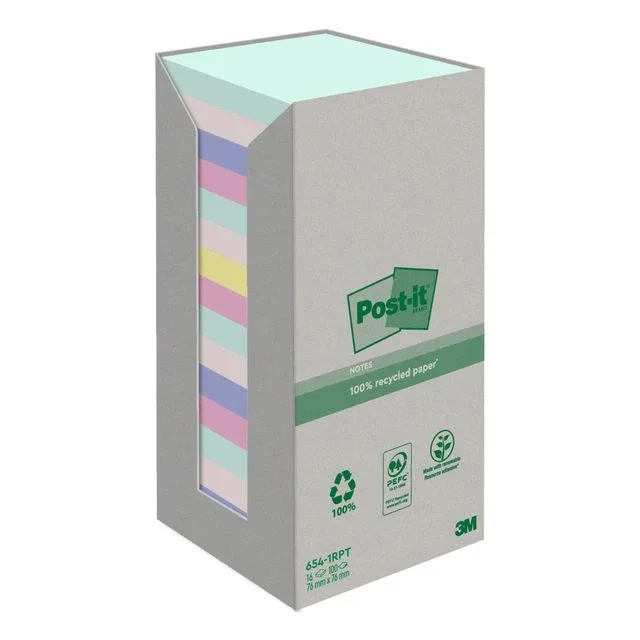 Memoblok post-it 654-rtp 76x76mm recycled rainbow von Post-it – Produktfoto