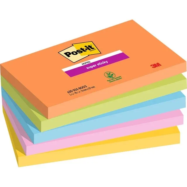 Memoblok post-it 655 super sticky 76x127mm boost | 12 stuks från Post-it – produktbild