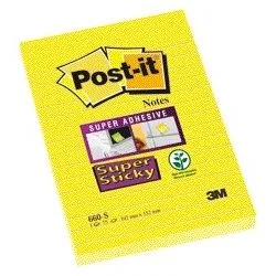 Memoblok post-it 660 super sticky 102x152 geel | 6 stuks by Post-it – product photo