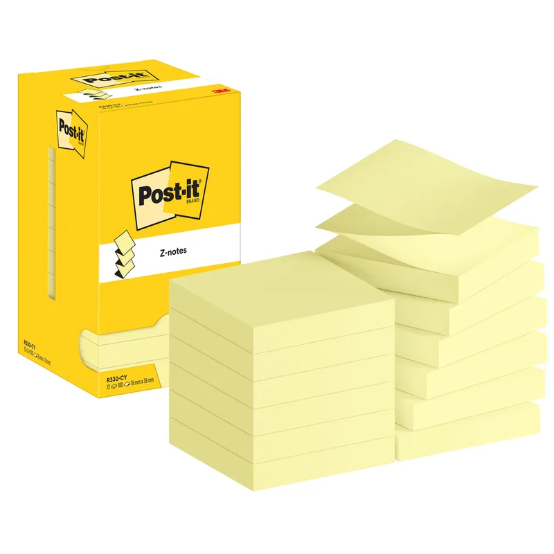Memoblok post-it z-note r330 76x76mm canary yellow | 12 stuks von Post-it – Produktfoto