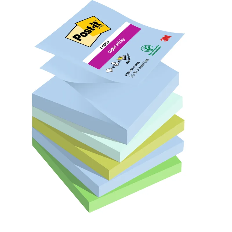 Memoblok post-it z-notes r330 super sticky oasis | 12 stuks van Post-it – productfoto