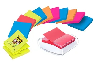 Memoblokdispenser 3M tbv Post-it Z-Note 76x76mm transparant + 12 blok Z-notes by Post-it – product photo 1 of 3
