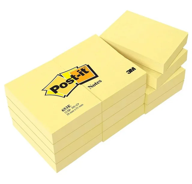 Notizblock 12 Blöcke Haftnotizen No. 653-E NOTES 38x51mm gelb