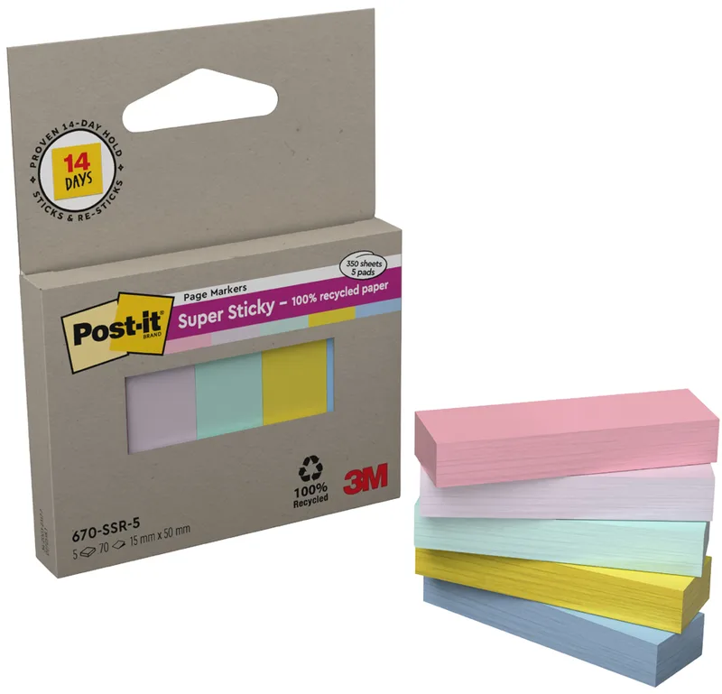 Super Sticky Page Marker Pastell, 15 x 50 mm von Post-it – Produktfoto