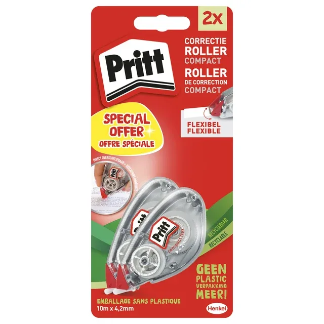 Correctietape pritt compact flex 4.2mmx10m 2st | 10 stuks van Pritt – productfoto