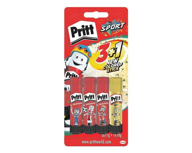 Klebestift Sport, (4-tlg), 4er Set, 3x 11 g & 1x 10 g, mit Verschlusskappe