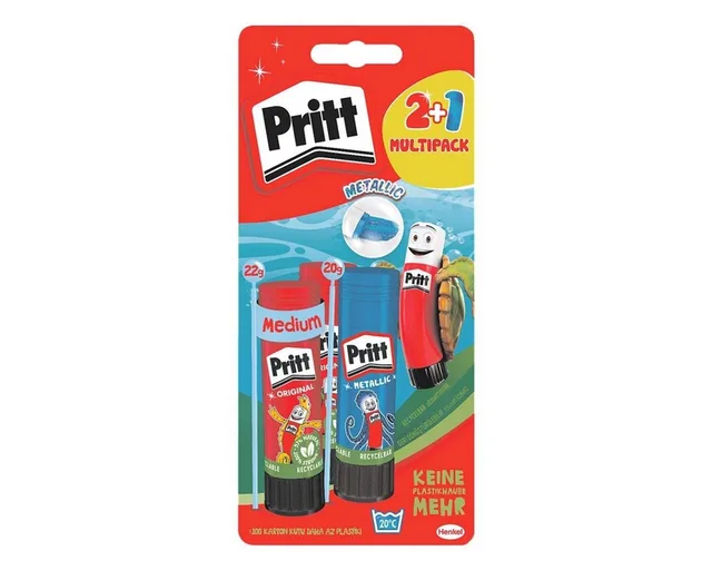 Klebestift Stick - Orginal + Stick Metallic, (3-tlg), 3er Set Klebestift, 2x 22 g & 1x 20 g, mit Verschlusskappe