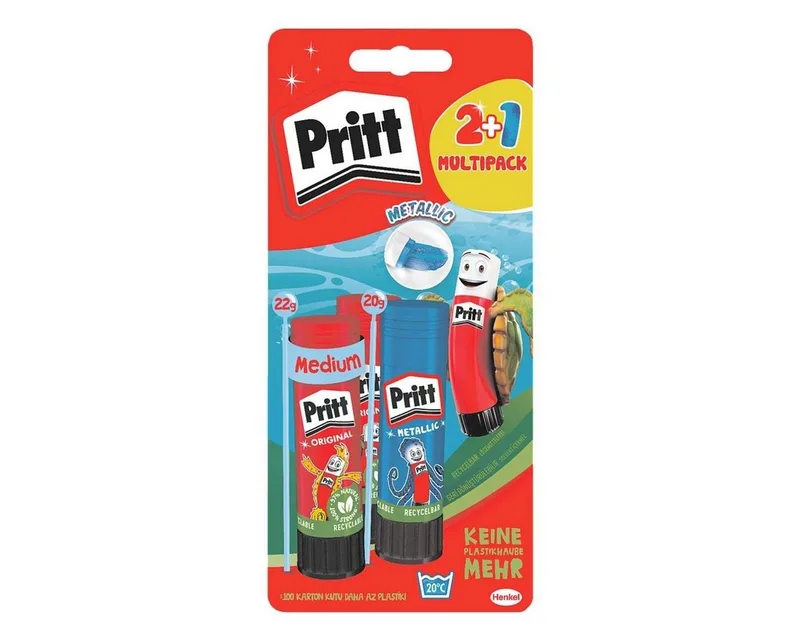 Klebestift Stick - Orginal + Stick Metallic, (3-tlg), 3er Set Klebestift, 2x 22 g & 1x 20 g, mit Verschlusskappe by Pritt in White – product photo