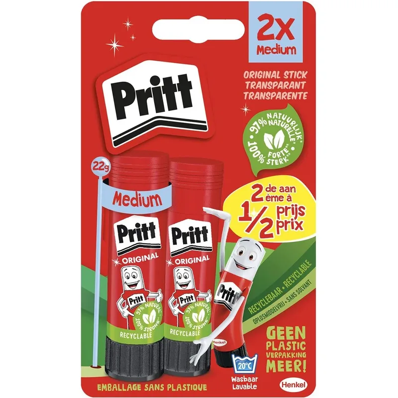 plakstift, 22 g, blister van 2 stuks, 2de aan halve prijs van Pritt – productfoto
