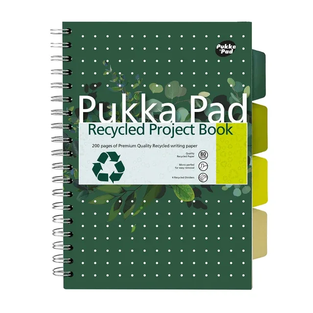 Projectboek pukka recy b5 lijn 200pag 80gr gn | 3 stuks van Pukka Pad – productfoto