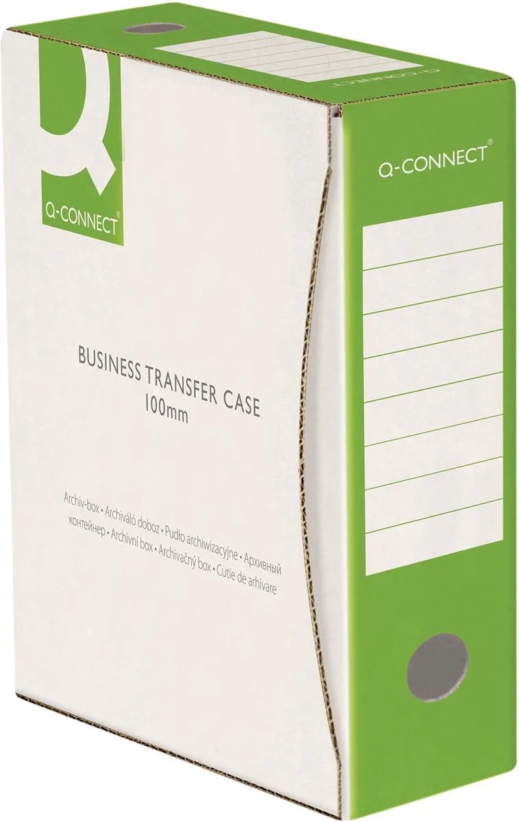 Archiefdoos Q-Connect, A4, Rug 10 cm in karton 20 stuks fra Q-Connect i Wit-groen – produktbillede