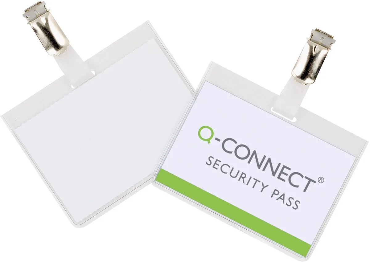 badge met clip 90 x 60 mm, doos van 25 stuks von Q-Connect – Produktfoto