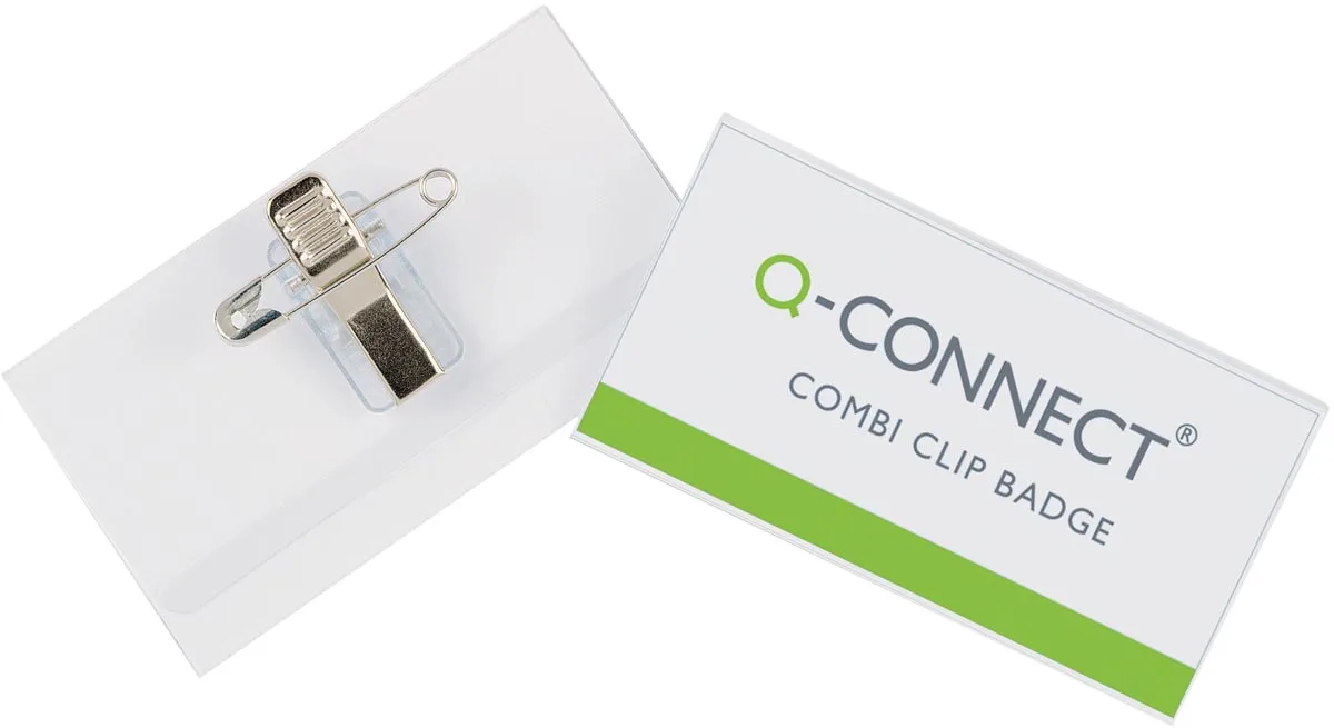 badge met combiklem 75 x 40 mm, doos van 50 stuks de Q-Connect – photo produit
