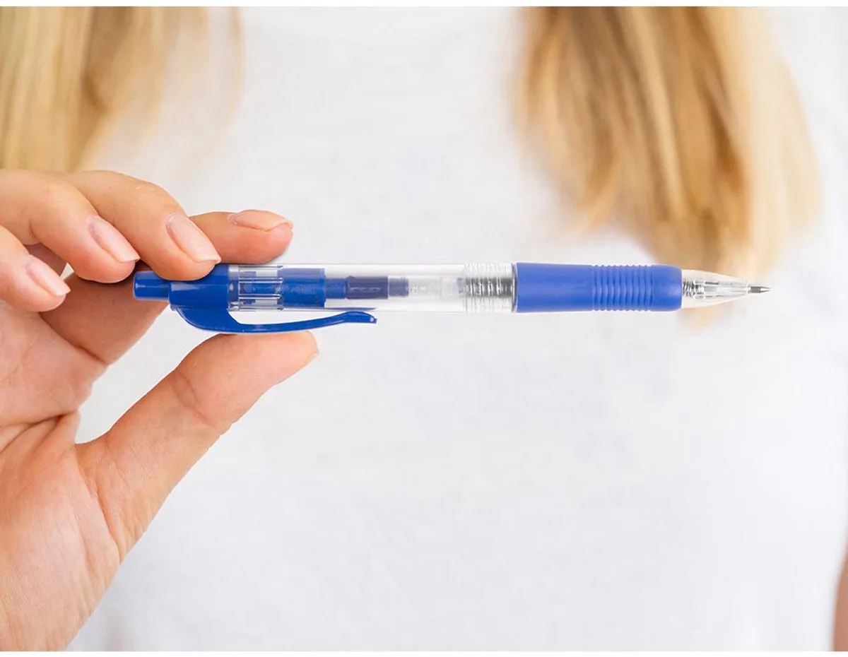 balpen, retractable, 0,7 mm, medium punt, Doos van 10 stuks fra Q-Connect i Blå – produktbillede