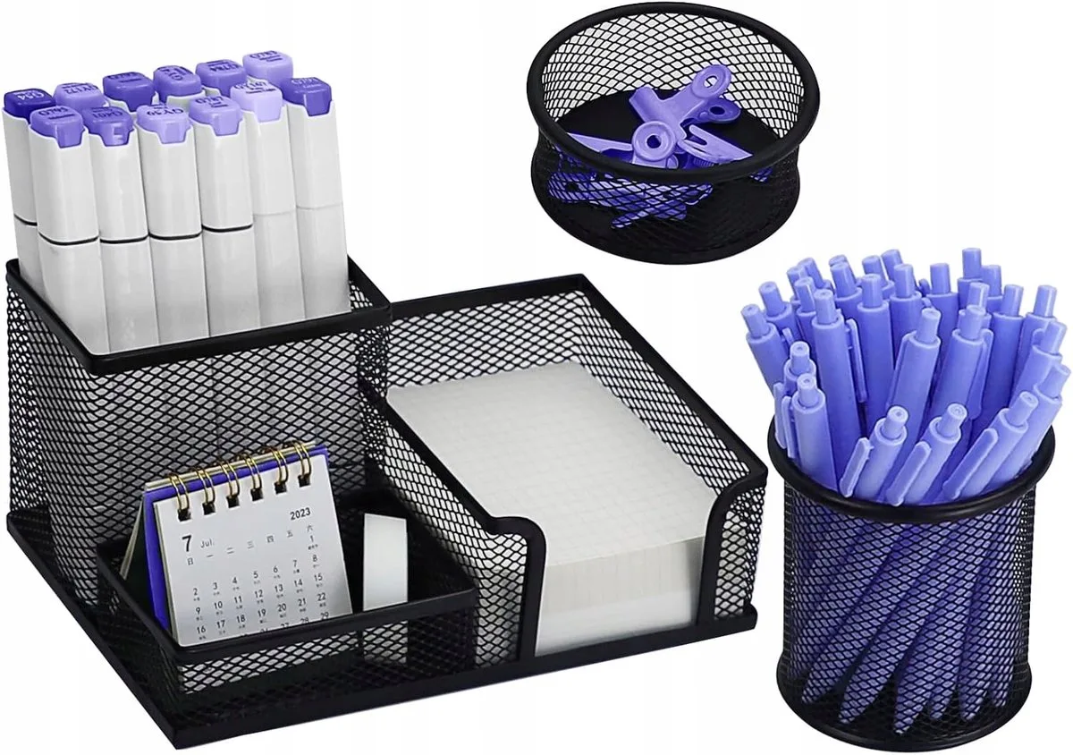 Bureau Organizer Set 3 Delen Metaal van Q-Connect in Zwart – productfoto