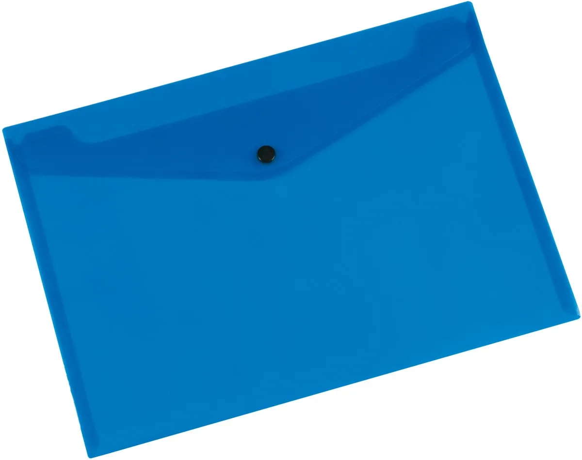 documentenmap, A4, transparante PP, drukknopsluiting, blauw fra Q-Connect – produktbillede