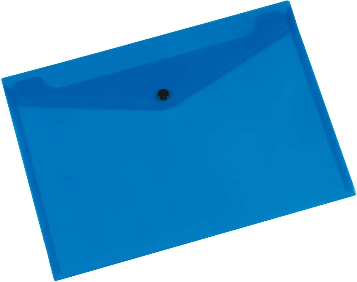 documentenmap, transparante PP, drukknopsluiting, blauw 12 stuks fra Q-Connect i A4 – produktbillede