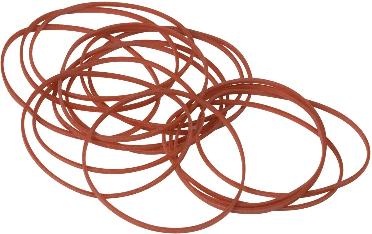 elastieken, breedte 1,5 mm, lengte 50 mm, 100g von Q-Connect in Rot – Produktfoto