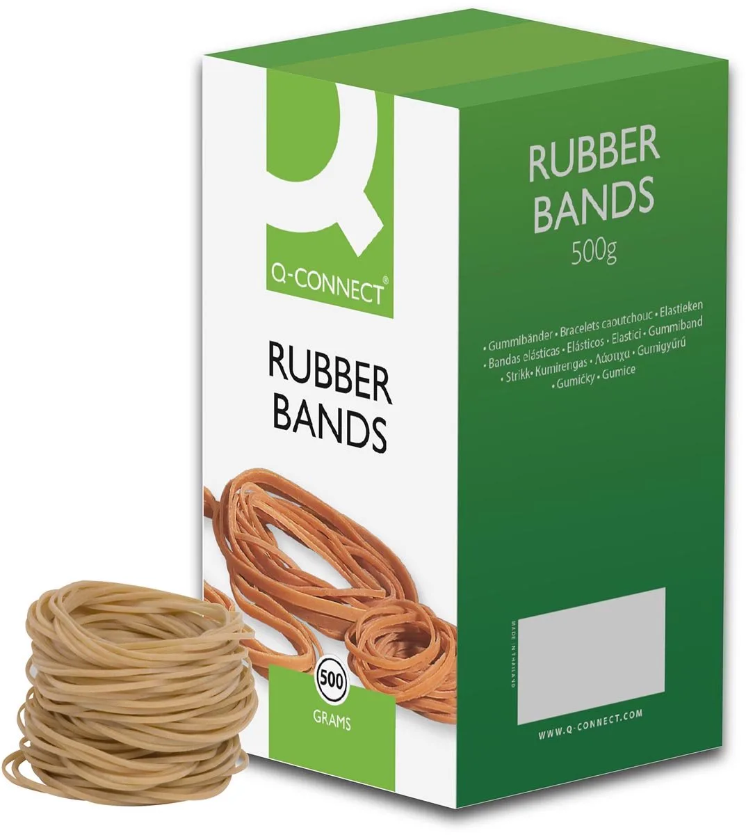 elastieken, breedte 9 mm, lengte 140 mm, nr 78, doos van 500 g van Q-Connect in Bruin – productfoto