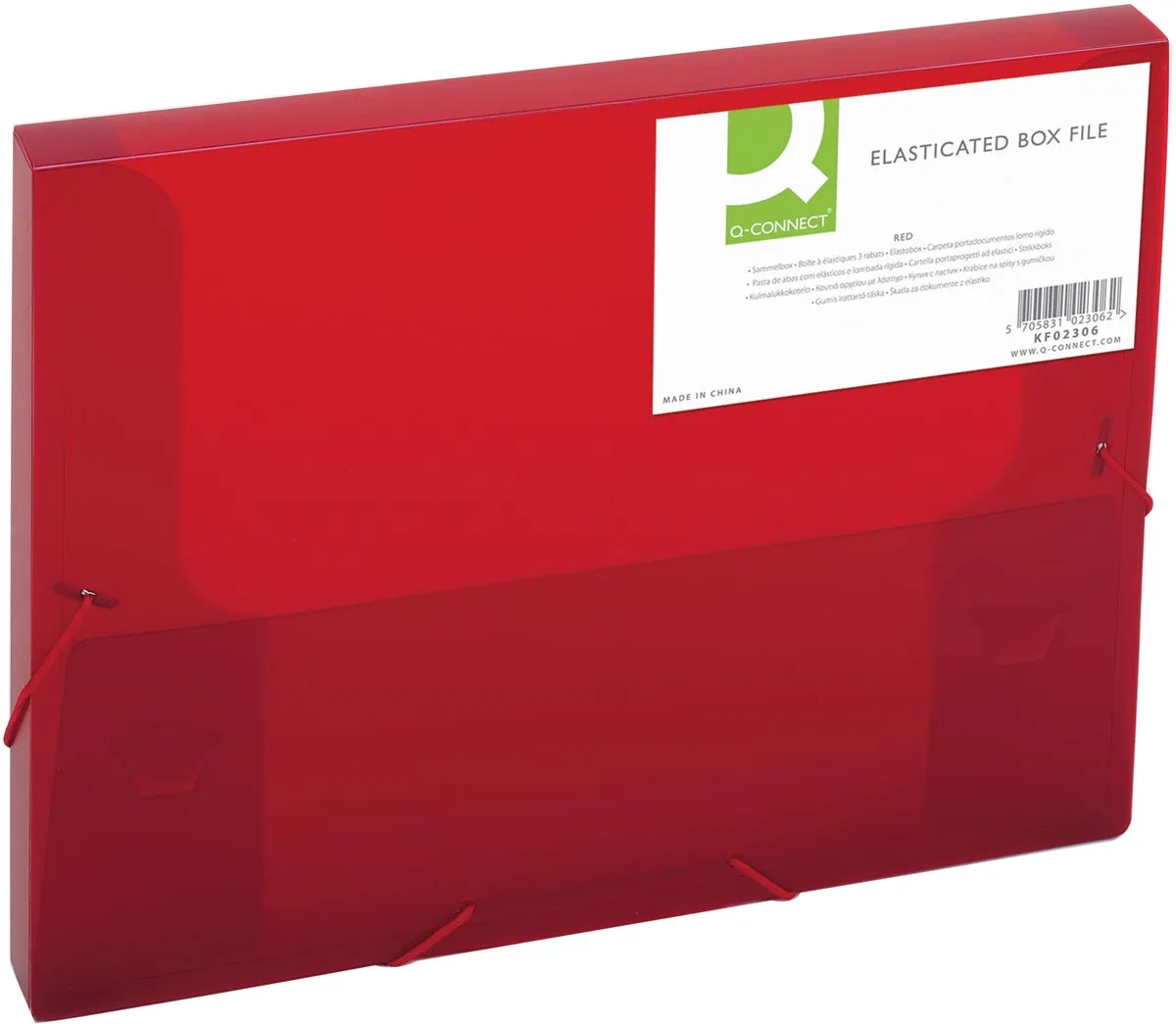 elastobox, met elastieken, A4, rug 25 mm, rood fra Q-Connect – produktbillede