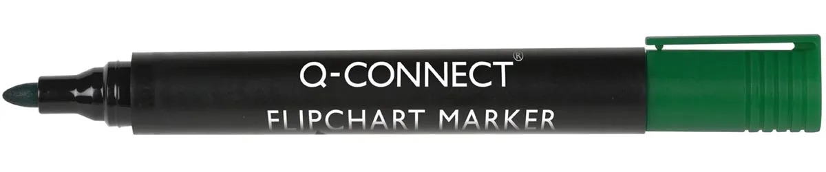 flipchartmarker, 2-3 mm, ronde punt, met clip, groen fra Q-Connect – produktbillede