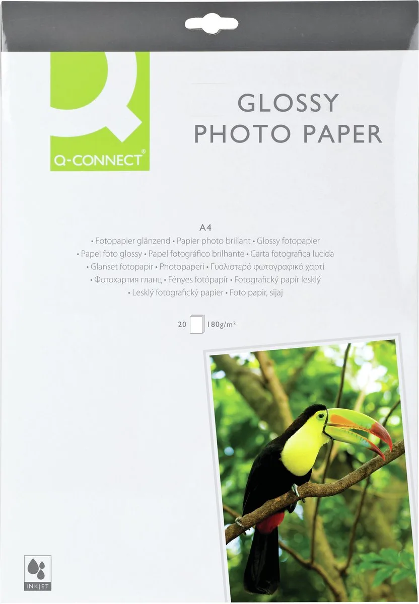 fotopapier, ft A4, 180 g, pak van 20 vel fra Q-Connect i Print – produktbillede