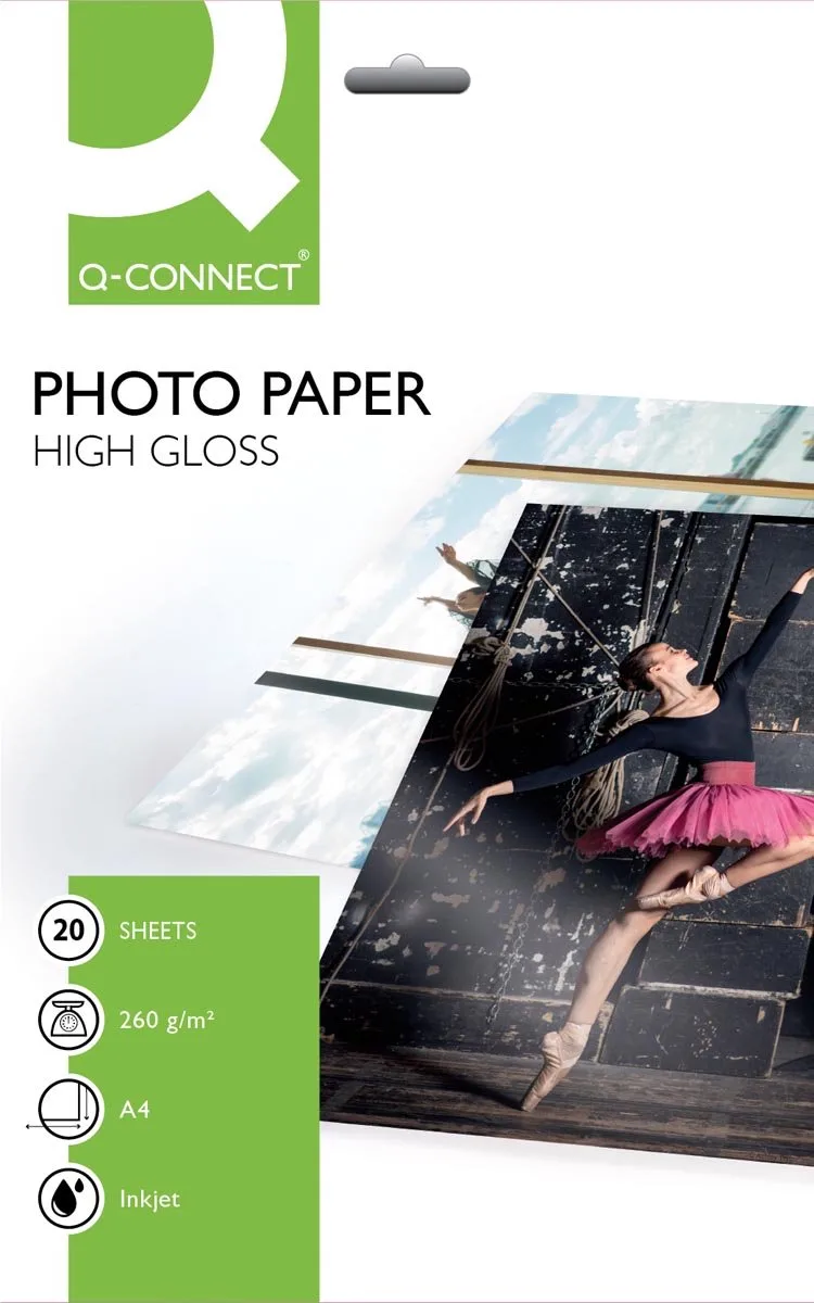 fotopapier | ft A4 | 260 g | pak van 20 vel fra Q-Connect i Print – produktbillede