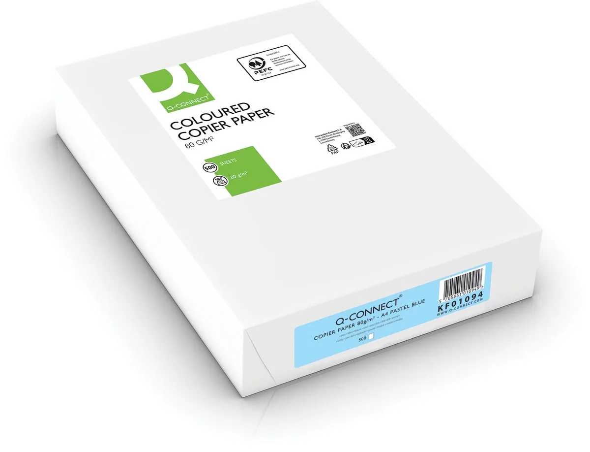 gekleurd kopieerpapier, A4, 80g, pak van 500 vel, lichtblauw de Q-Connect – photo produit