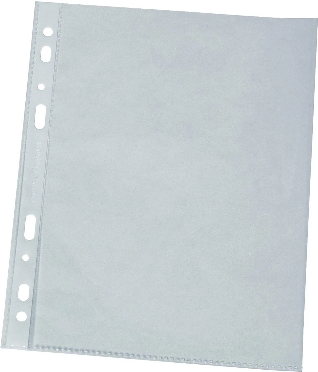 geperforeerde showtas 11-gaatsperforatie glashelder 100 micron 5 stuks fra Q-Connect i A4 – produktbillede
