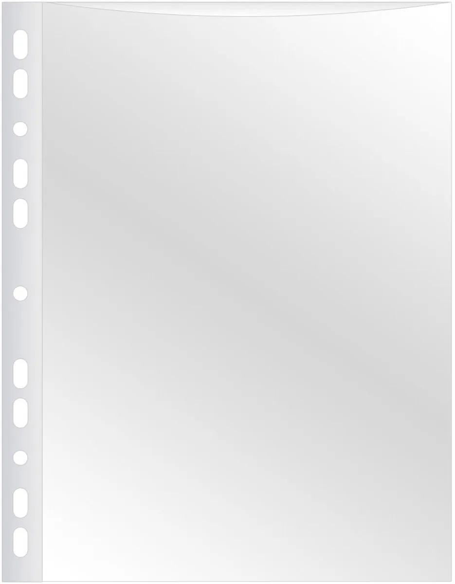 geperforeerde showtas A4 11-gaatsperforatie glashelder 80 micron pak van 50 stuks by Q-Connect – product photo