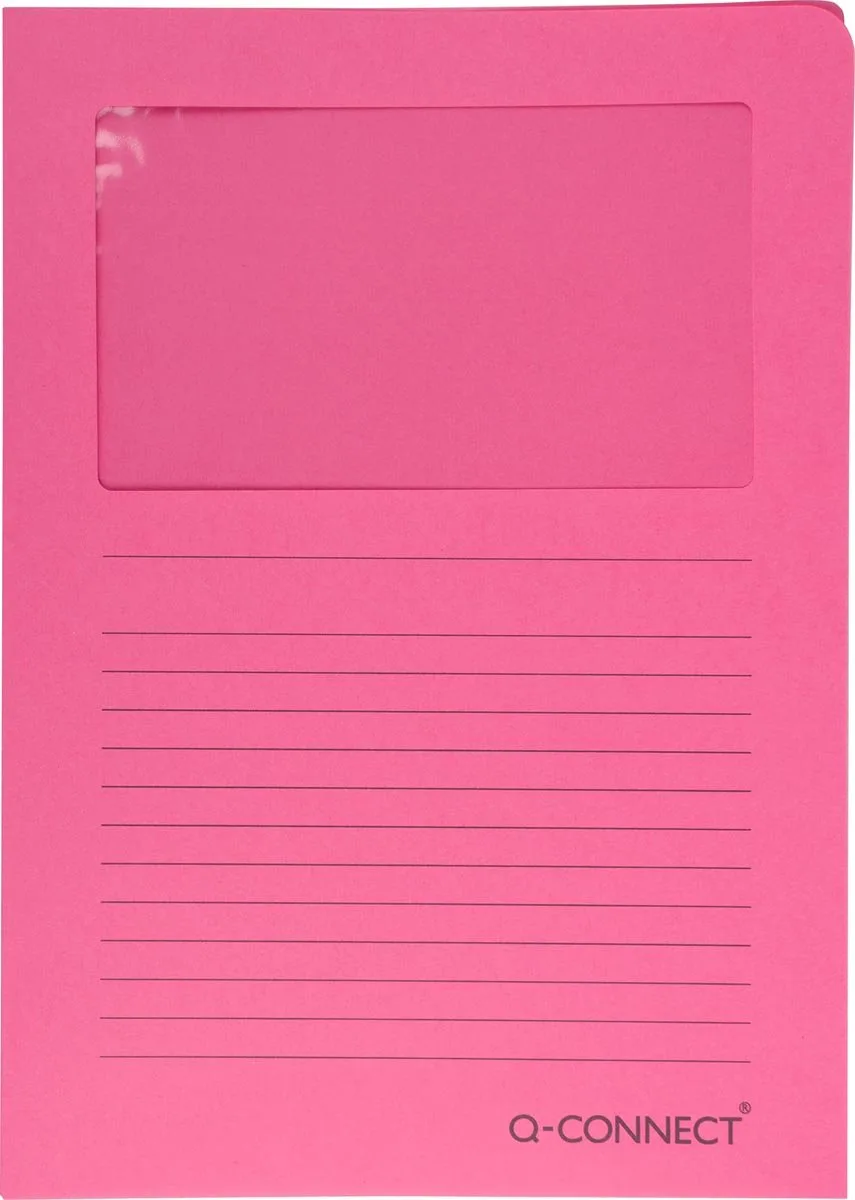 L-map met venster | 120 g/mÂ² | A4 | pak van 100 stuks van Q-Connect in Roze – productfoto