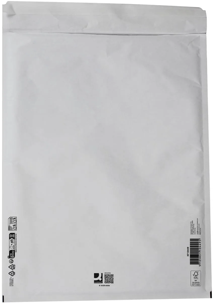 luchtkussenenveloppen, 10-K, 370 x 480 mm, doos van 50 stuks van Q-Connect in Wit – productfoto