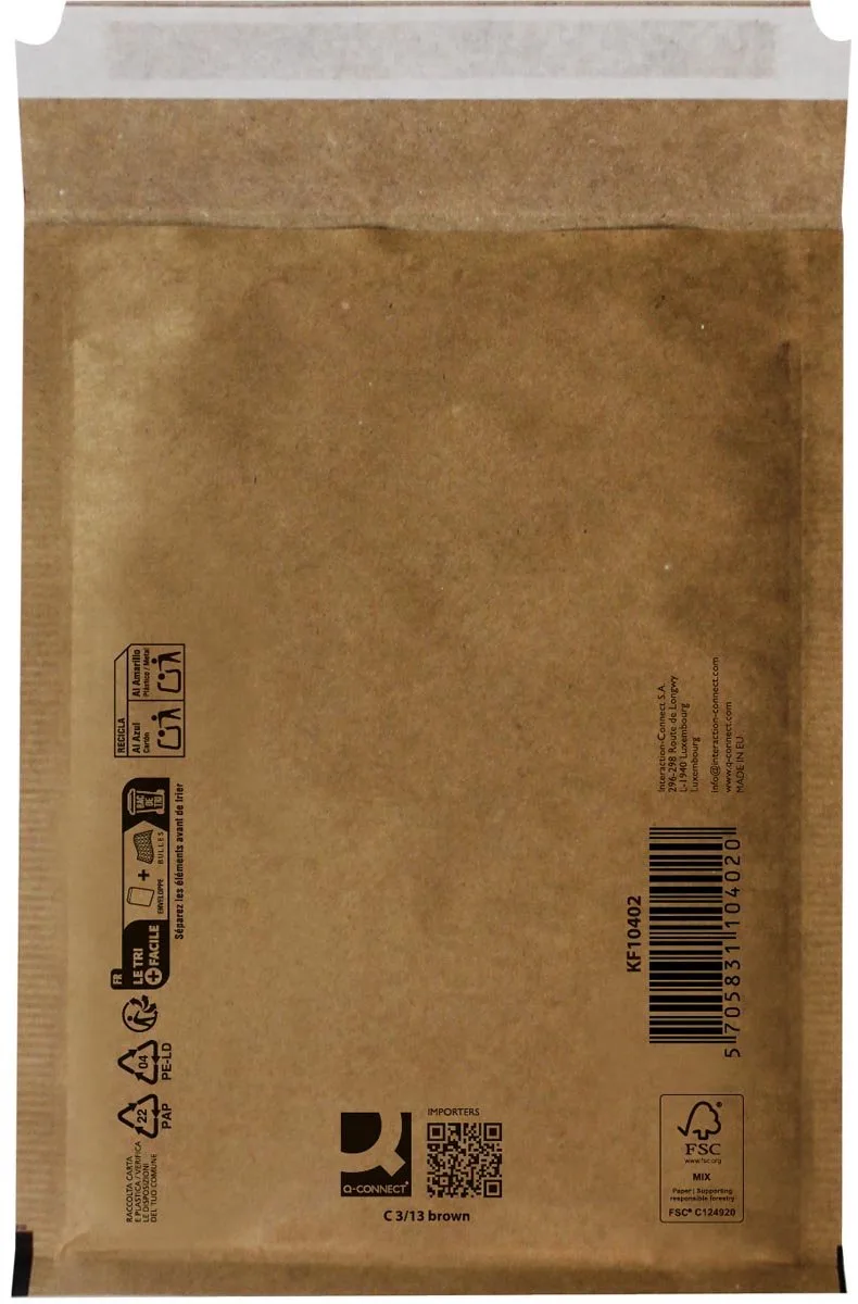 luchtkussenenveloppen, 3-C, 170 x 225 mm, doos van 100 stuks fra Q-Connect i Brun – produktbillede