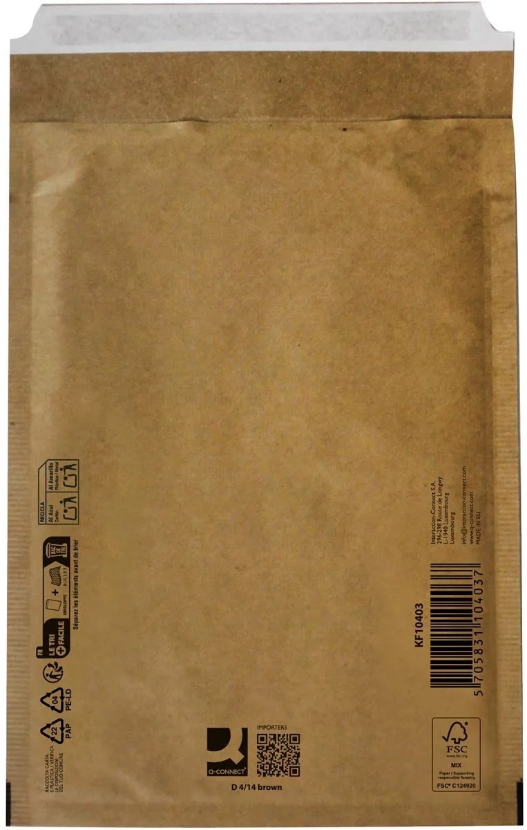 luchtkussenenveloppen, 4-D, 200 x 275 mm, doos van 100 stuks från Q-Connect i Brun – produktbild
