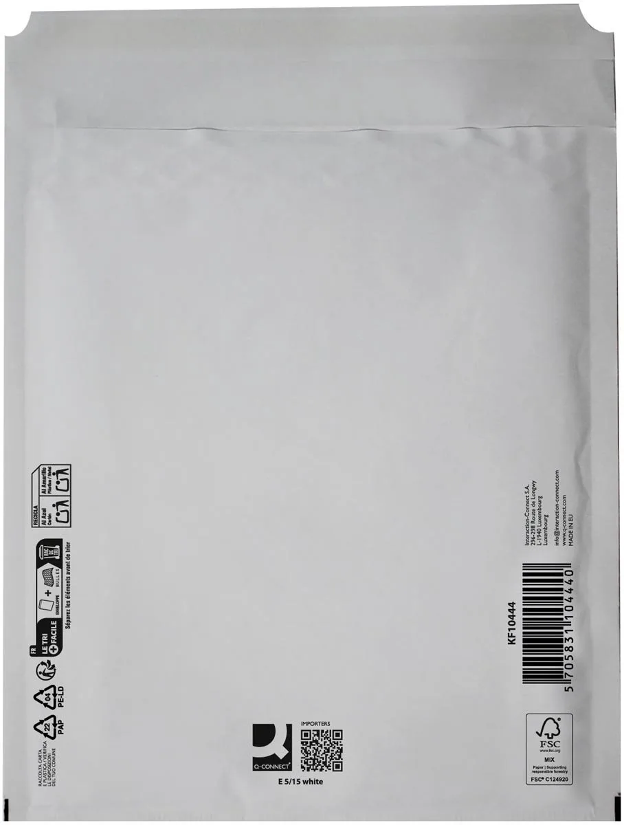 luchtkussenenveloppen, 5-E, 240 x 275 mm, doos van 100 stuks by Q-Connect in White – product photo