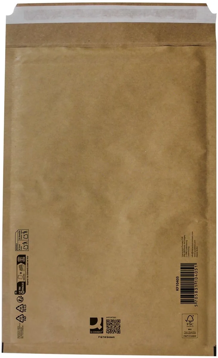 luchtkussenenveloppen, 6-F, 240 x 350 mm, doos van 100 stuks fra Q-Connect i Brun – produktbillede