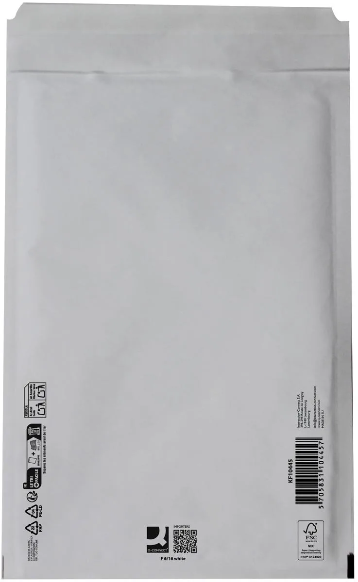 luchtkussenenveloppen, 6-F, 240 x 350 mm, doos van 100 stuks de Q-Connect en Blanc – photo produit